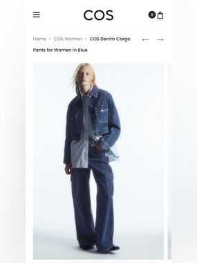 COS Wide leg Denim Cargo  jeans size 29